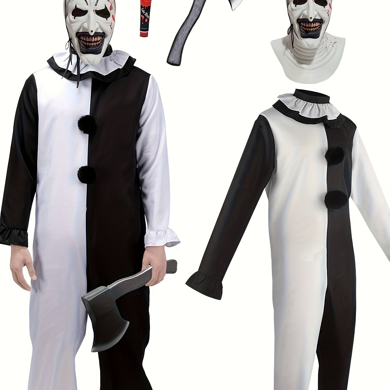 Ghost Clown Jumpsuit Costume