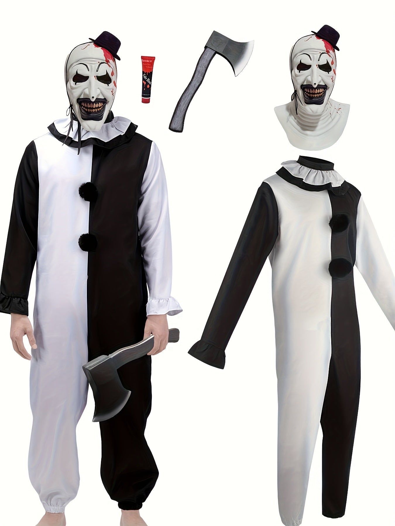 Ghost Clown Jumpsuit Costume